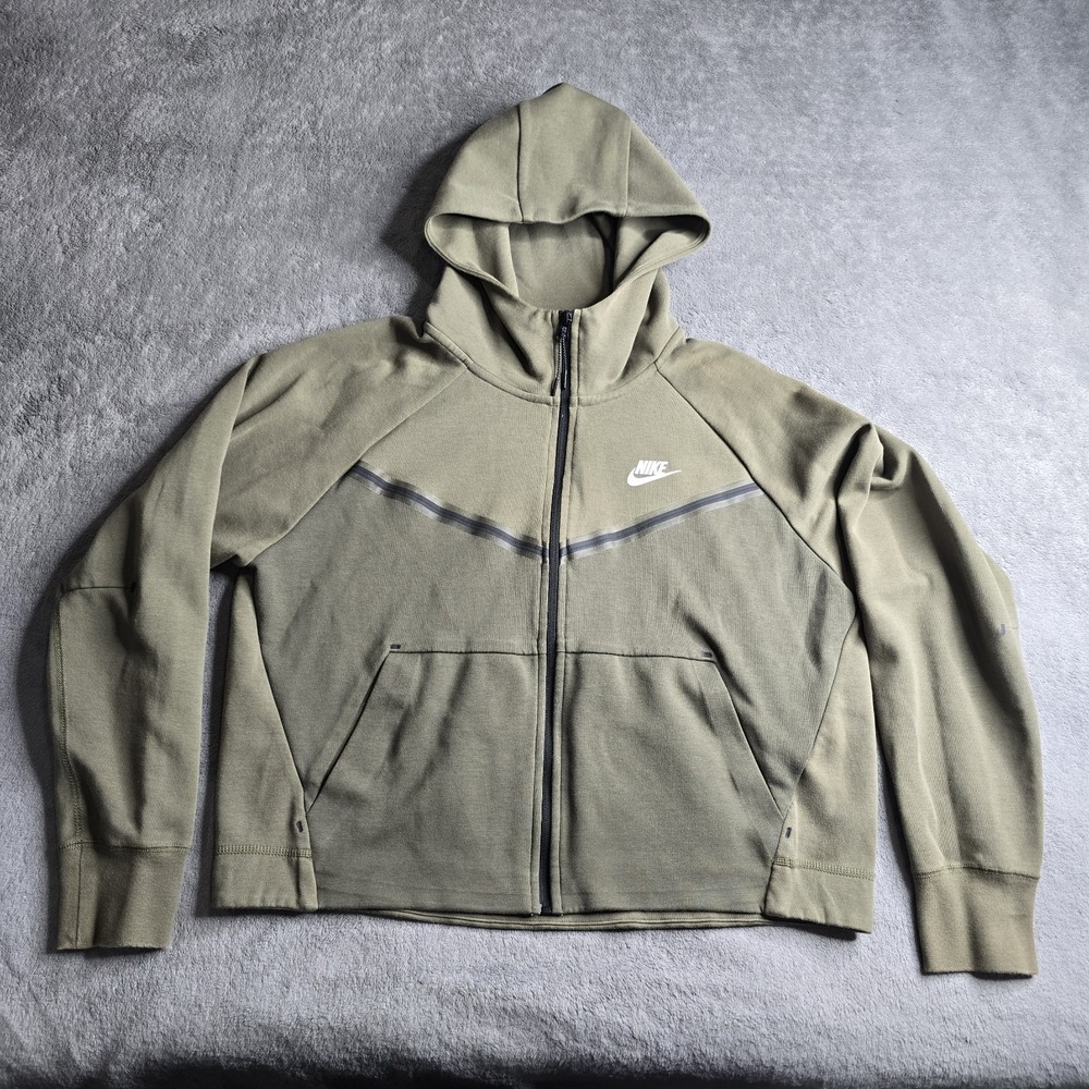 Womens Nike Sportswear Tech Fleece Windrunner Zip Hoodie Size Large Green CW4298